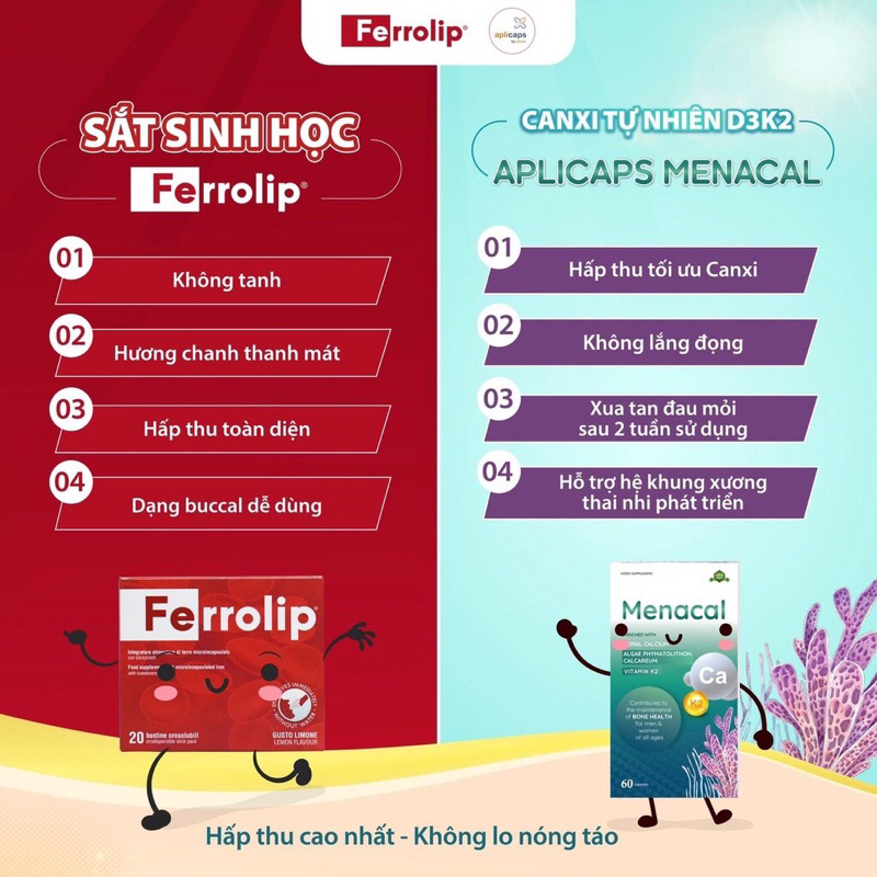 Sắt bột,Sắt sinh học Ferrolip liposome bổ sung sắt cho mẹ bầu người thiếu máu thiếu sắt hộp 20gói