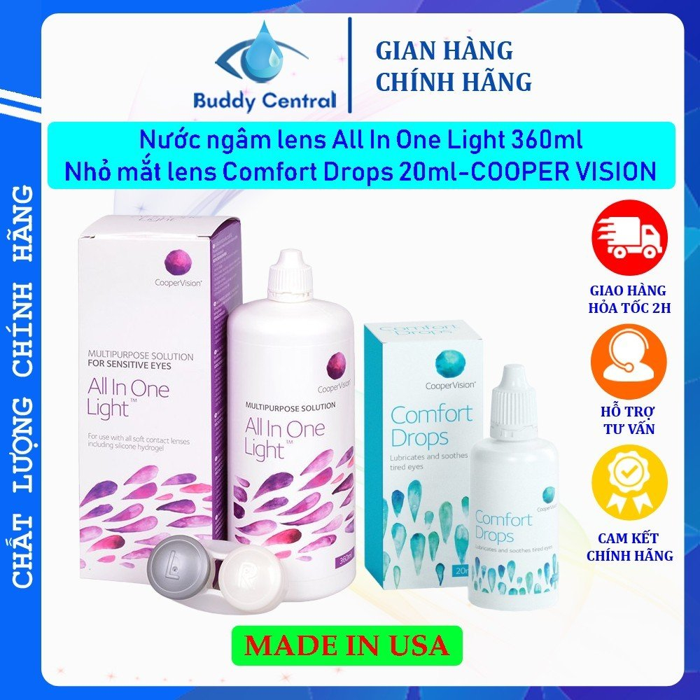 Nước ngâm lens All In One Light 360ml /100ml - Nước nhỏ mắt Comfort Drops 20ml - Cooper Vision - Buddy Central