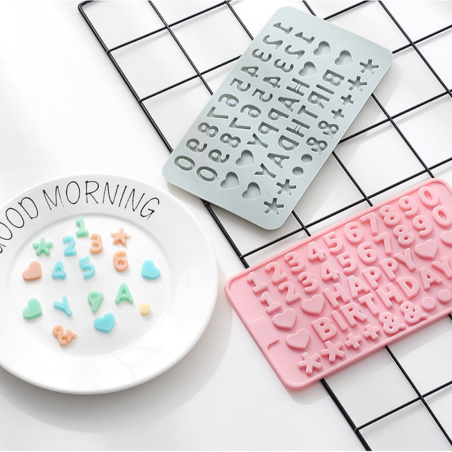 HCM - Khuôn Silicon Chữ Happy Birthday Và Số, Bảng Chữ Cái Đổ Socola CAKESHOP