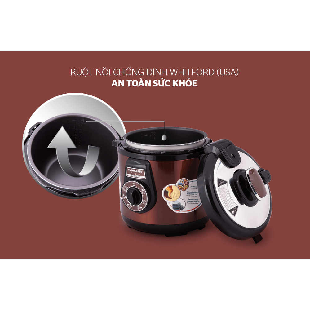 Nồi áp suất điện đa năng SUNHOUSE SHD1562 cà phê - Dung tích 6L