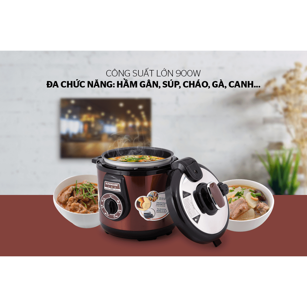Nồi áp suất điện đa năng SUNHOUSE SHD1562 cà phê - Dung tích 6L