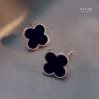 Kl2335 khuyên tai nữ hoa đen by kylan silver