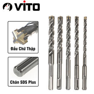 Mũi Khoan Bê Tông Xuyên Thép Đầu Chữ Thập Chân Gài SDS Plus VITO Chuyên Dụng