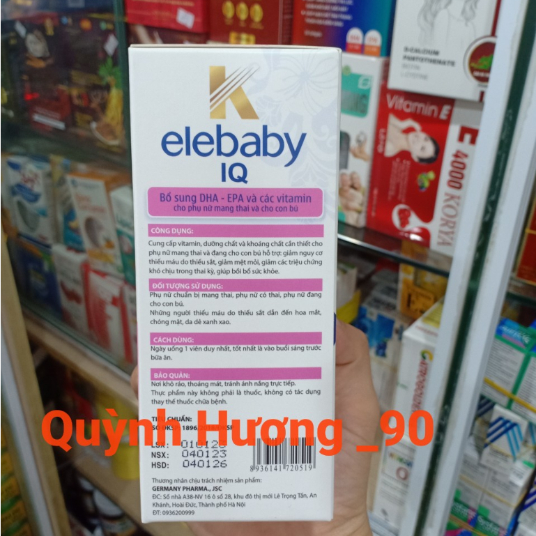 Viên uống ELEBABY IQ lọ 30 viên bổ sung DHA -EPA và các vitamin cho phụ nữ mang thai