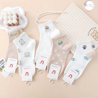 Set 5 đôi tất vớ hình gấu trắng chấm bi cực xinh
