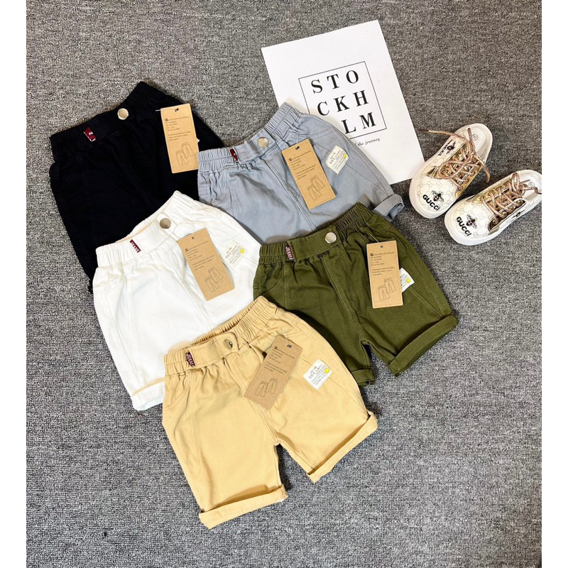 Quần đùi kaki mềm cho bé trai size 8-18kg
