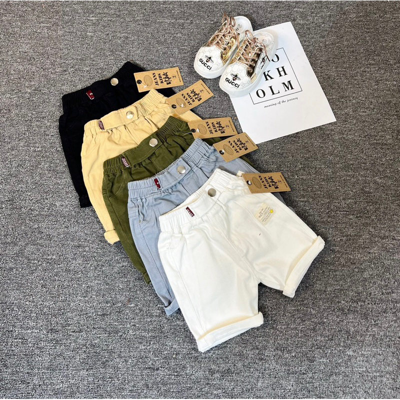 Quần đùi kaki mềm cho bé trai size 8-18kg