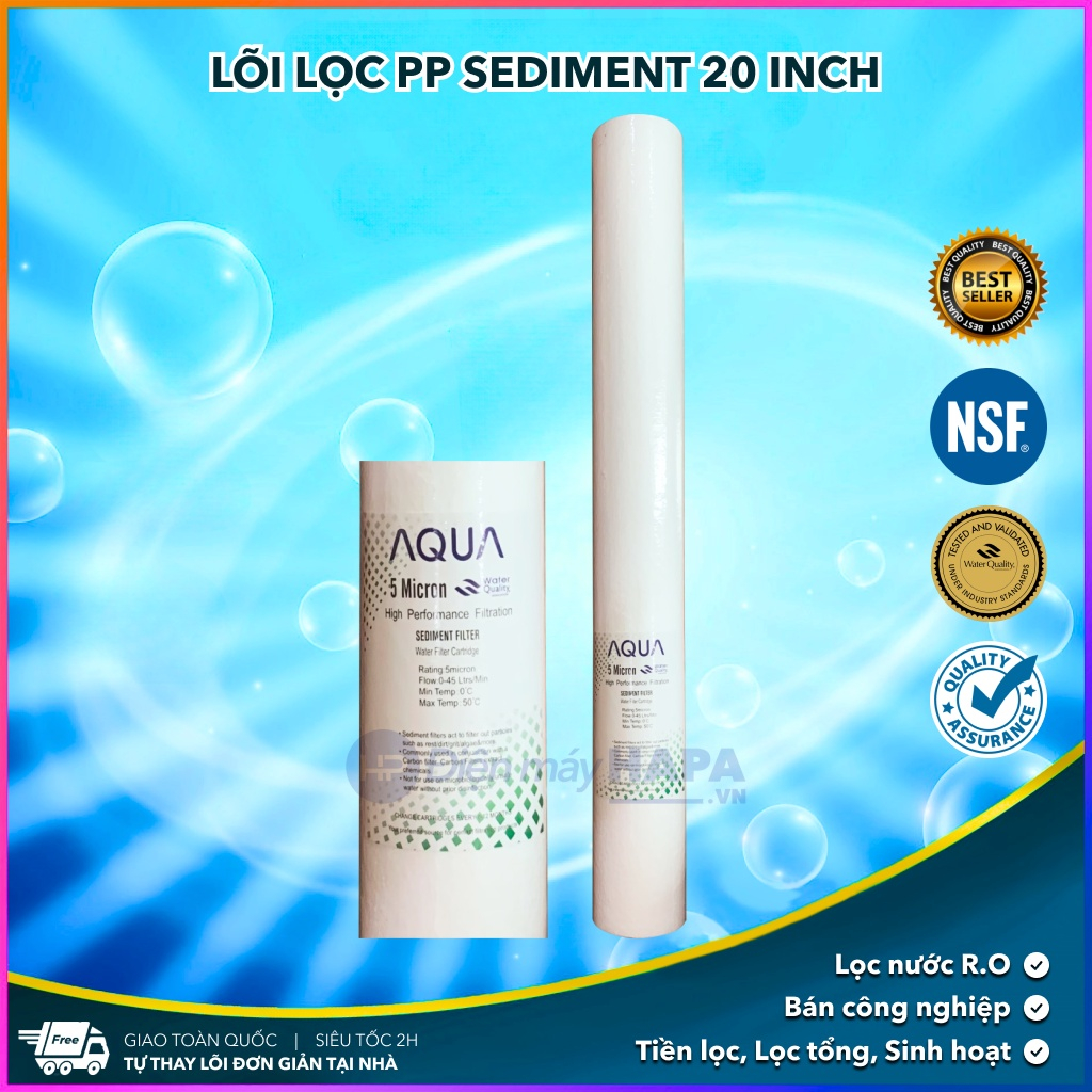 Lõi Lọc PP 20 inch Số 1 Plus Sediment Cao Cấp RO Bán Công Nghiệp Lọc Đầu Nguồn Lọc Thô AQUA NESTCA 5u - Hàng Chất Lượng