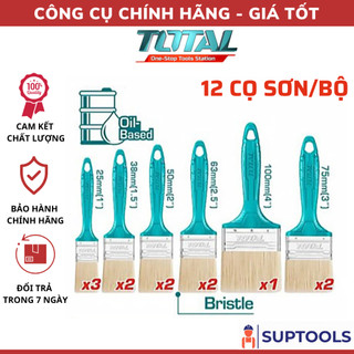 Bộ 12 cọ sơn total tht84501201 bộ cọ sơn dầu gồm 3 cọ 1", 2 cọ 1.5", 2 cọ 2", 2 cọ 2.5", 2 cọ 3"