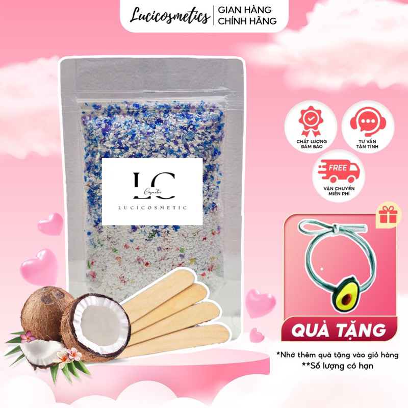 Sáp wax lông nóng vụn hard wax bean coconut loại 1 , mix đủ màu tặng kèm que gỗ và cột tóc