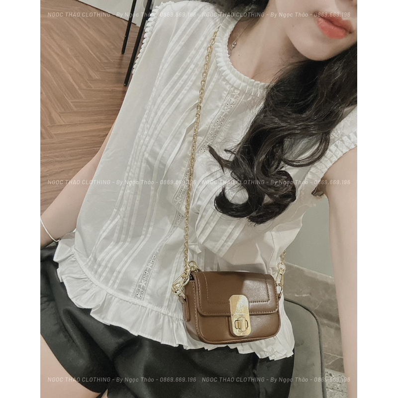 Sét áo bbd xếp ly phối ren + quần tacta đen lưng chun