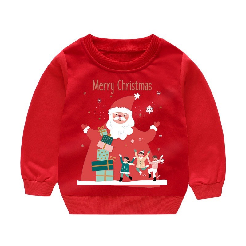 Áo Dài Tay In Hình Cây Thông Noel, Áo Phông Chất Cotton Tăm Cho bé Trai Bé Gái cực xinh - LEON KIDS