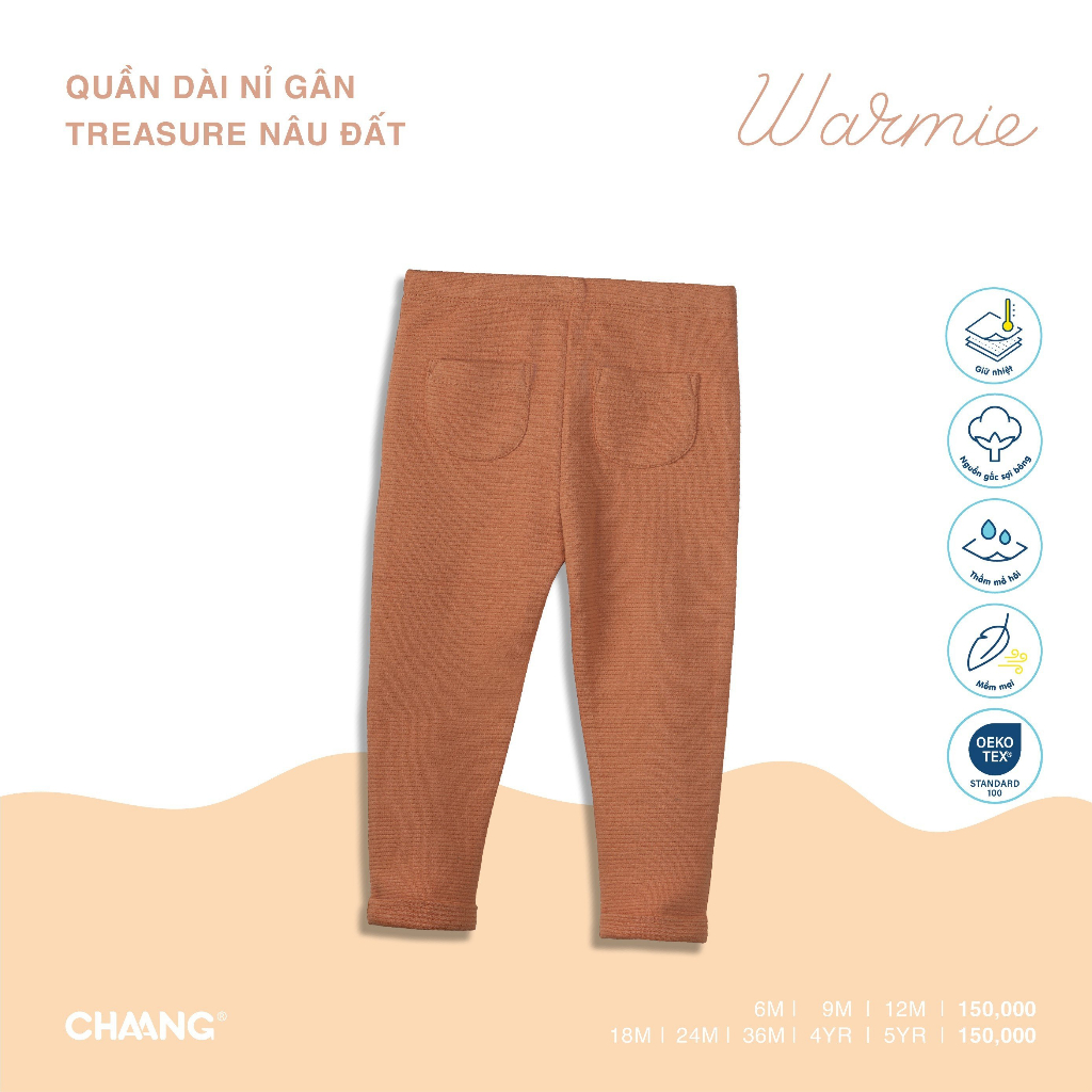 Quần Dài Nỉ Gân Túi Trước Treasure Cho Bé CHAANG AW23D9