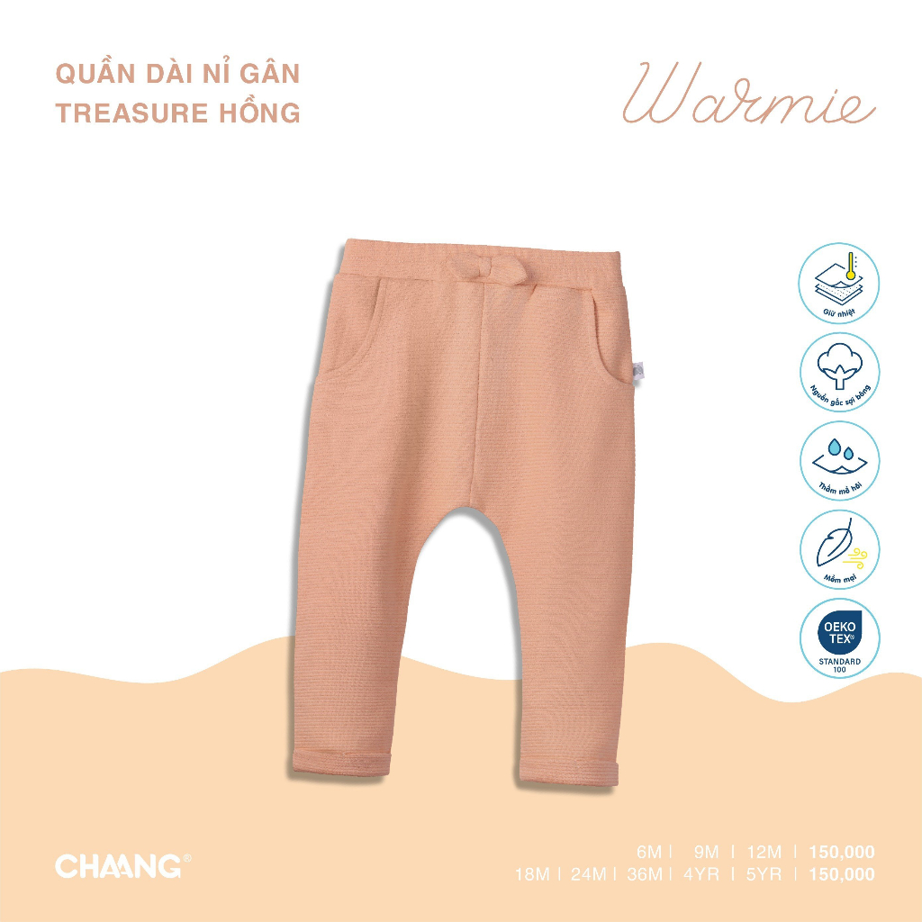 Quần Dài Nỉ Gân Nơ Treasure Bé Gái CHAANG AW23D9