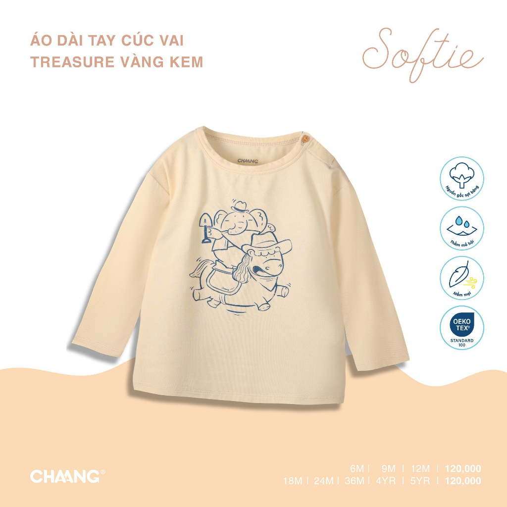 Áo Dài Tay Cúc Vai Treasure Cho Bé CHAANG AW23D9