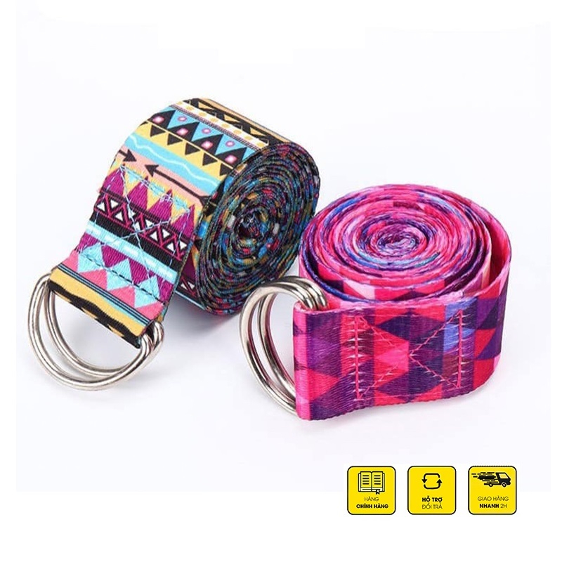 Dây Tập Yoga Họa Tiết Thổ Cẩm Sợi Cotton Cao Cấp  Siêu Bền Dài 1,83m x 3,8cm và 2,5m x 3,8cm