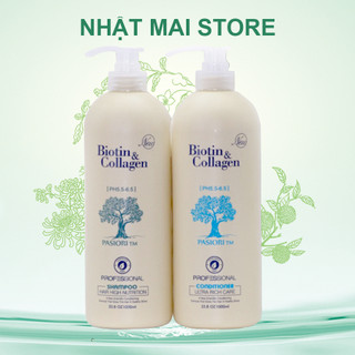 Dầu Gội Cặp Biotin Collagen Trắng 1000ml Chăm Sóc Tóc Chuyên Sâu - Combo Gội Xả Biotin Collagen