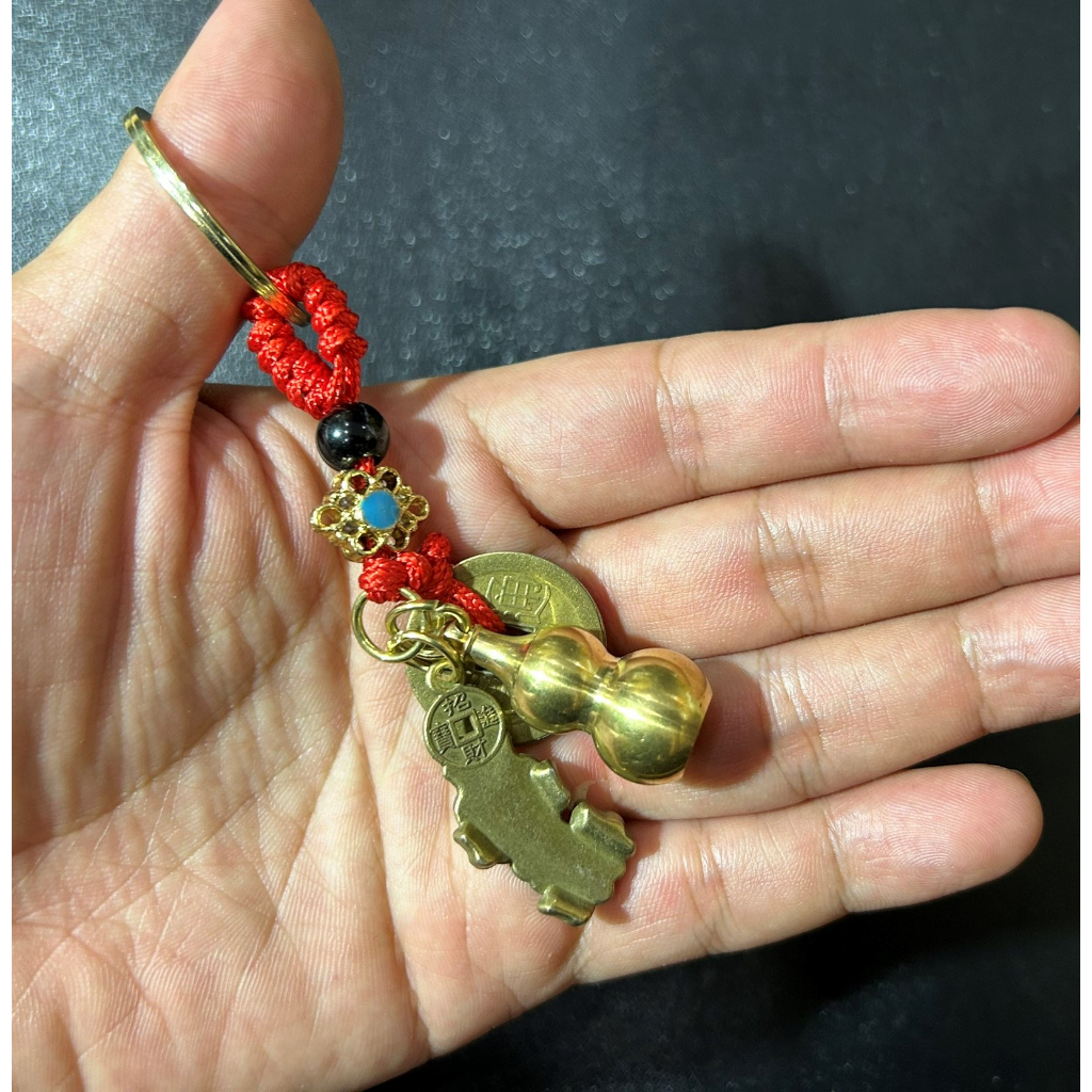 Móc Khóa Trang Trí Phong Thủy Bằng Đồng Thau Quả Bầu,Đồng xu,Ty hưu, Mèo Phát Tài, Mã Đáo Thành Công...