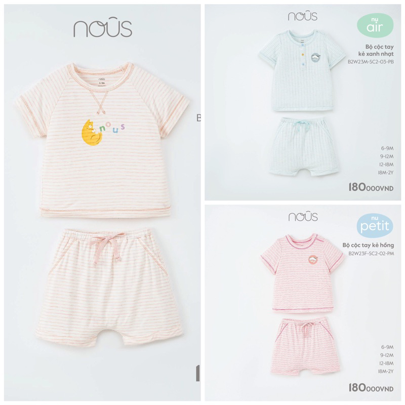 Bộ Nous cộc tay chất peptit cho bé trai bé gái