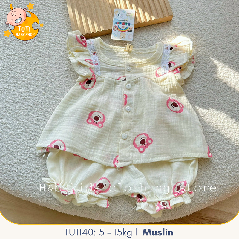 Bộ xô Muslin cho bé gái 6-18kg TUTI40 chỉnh hãng