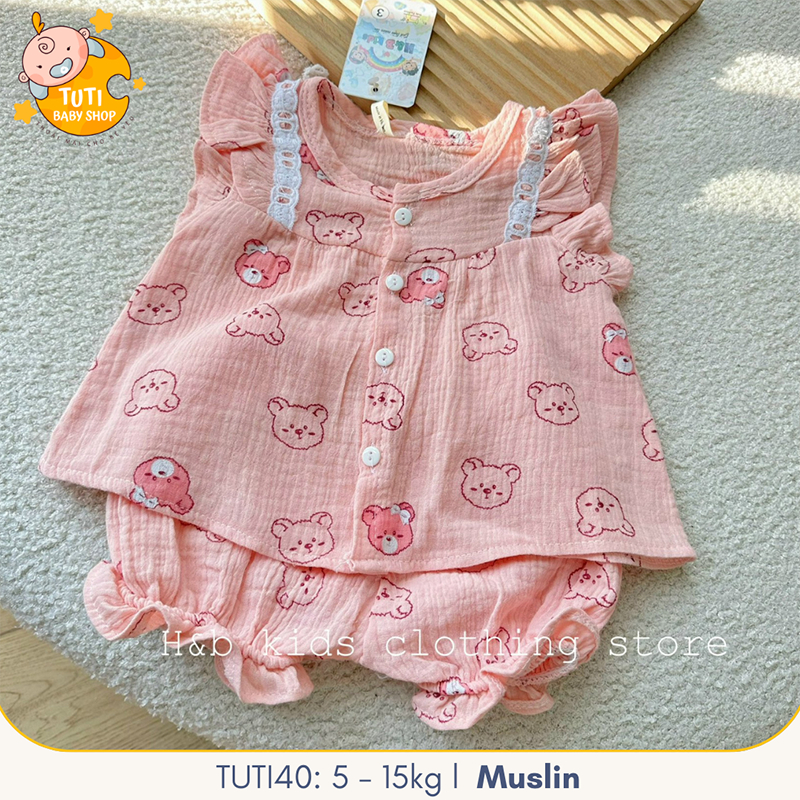 Bộ xô Muslin cho bé gái 6-18kg TUTI40 chỉnh hãng