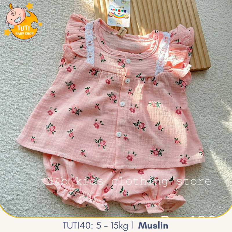 Bộ xô Muslin cho bé gái 6-18kg TUTI40 chỉnh hãng