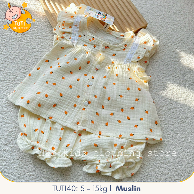 Bộ xô Muslin cho bé gái 6-18kg TUTI40 chỉnh hãng