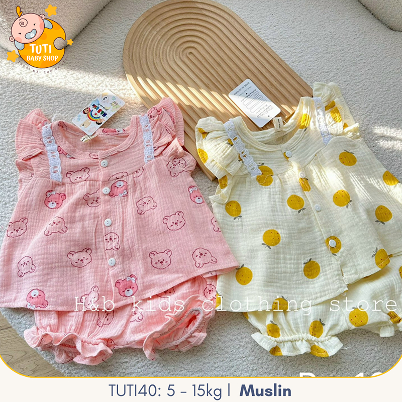 Bộ xô Muslin cho bé gái 6-18kg TUTI40 chỉnh hãng