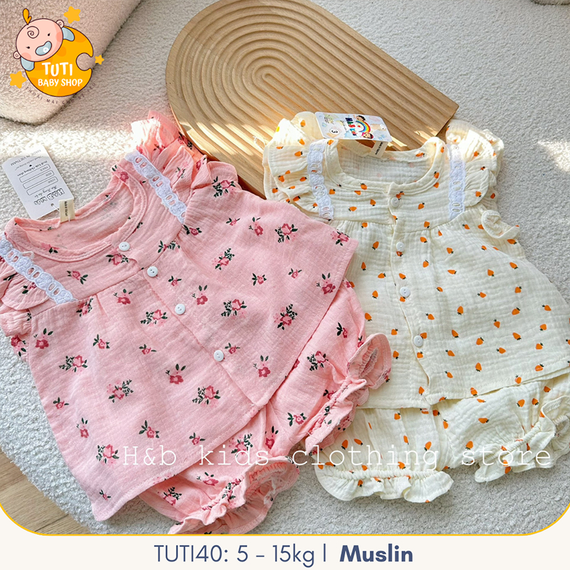 Bộ xô Muslin cho bé gái 6-18kg TUTI40 chỉnh hãng