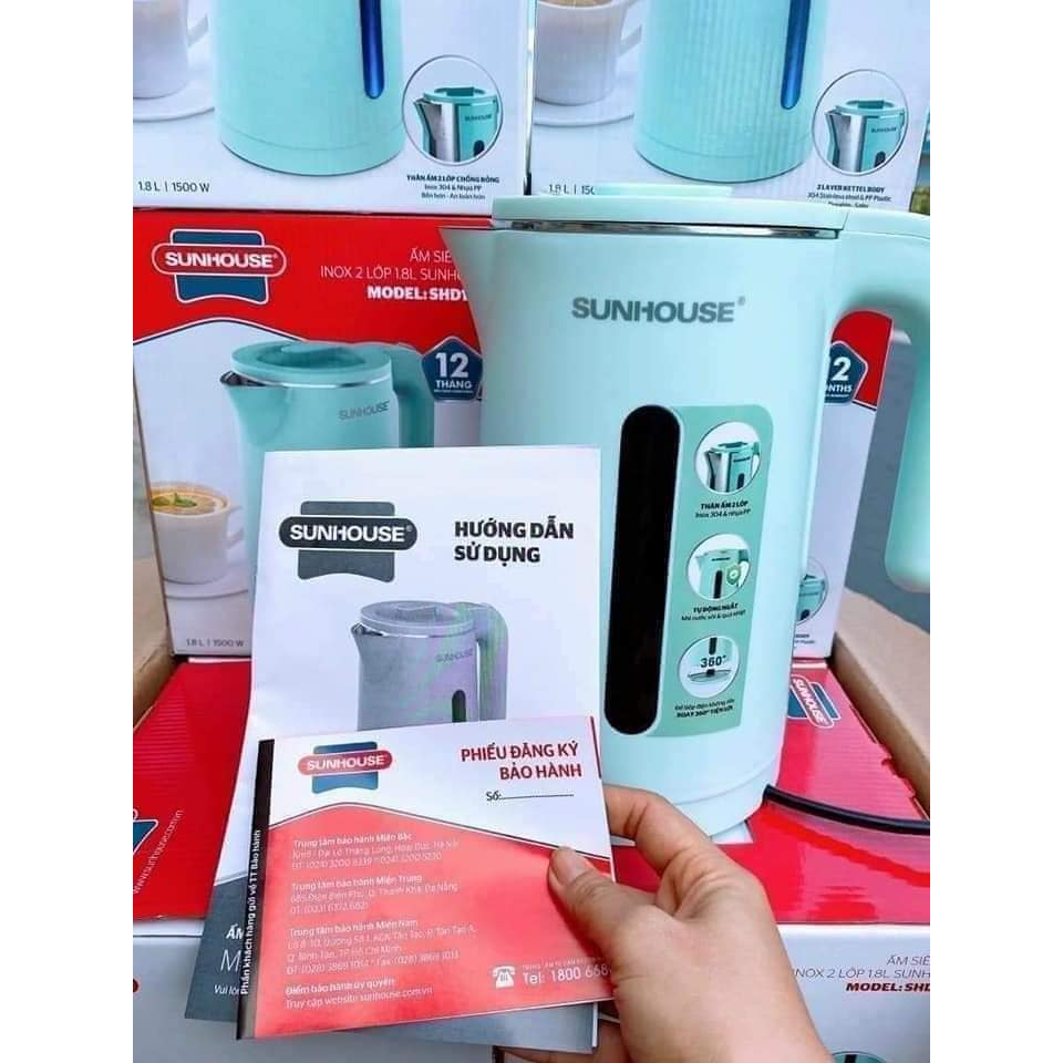 Ấm siêu tốc Sunhoúe 1.8 lít. Bảo hành 12 tháng