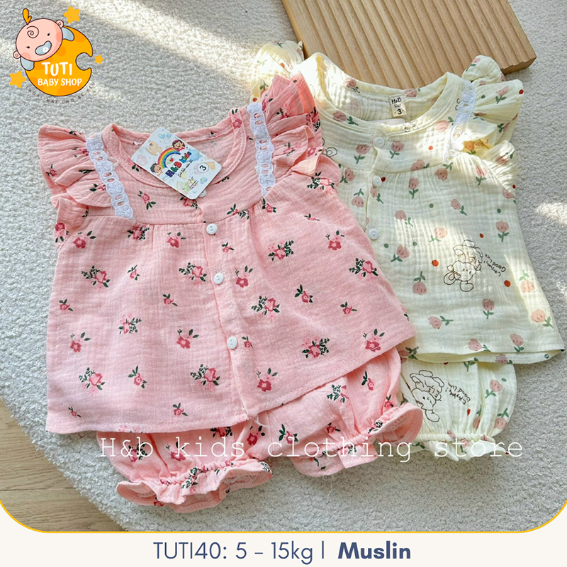 Bộ xô Muslin cho bé gái 6-18kg TUTI40 chỉnh hãng
