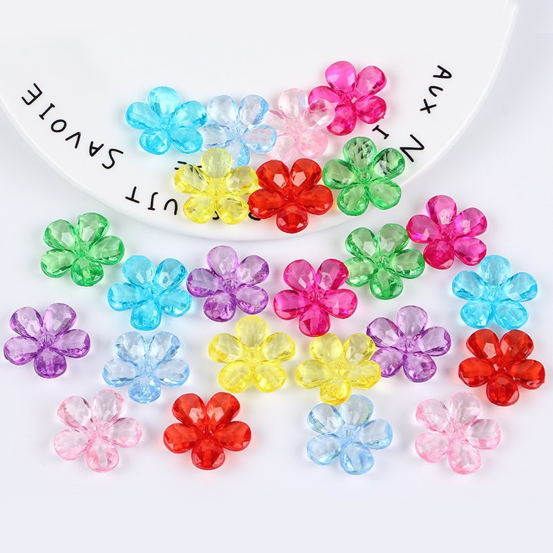 100g Hoa nhựa acrylic 5 cánh 20mm làm hoa handmade diy