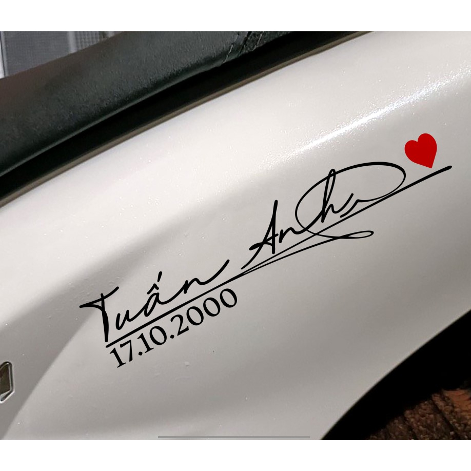 In tên dán xe theo yêu cầu, tem xe theo tên, decal xe theo yêu cầu, decal theo tên,TEM DÁN XE CHỮ KÝ