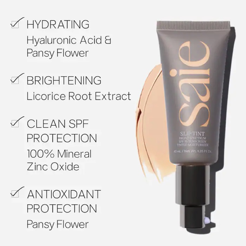 Kem nền Saie Slip Tint Dewy Tinted Moisturizer SPF 35 màu Three $36