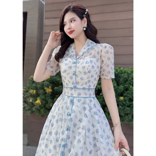 Rập giấy thiết kế, không phải quần áo. Rập đầm váy nữ midi dáng dài cổ bẻ tay phồng rã eo đai ôm tùng xoè xinh,m