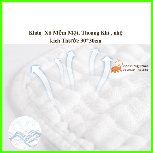 Khăn xô sữa cho bé sơ sinh 6 lớp, dày mịn siêu mềm, mịn rửa mặt, tắm cho bé sơ sinh A77
