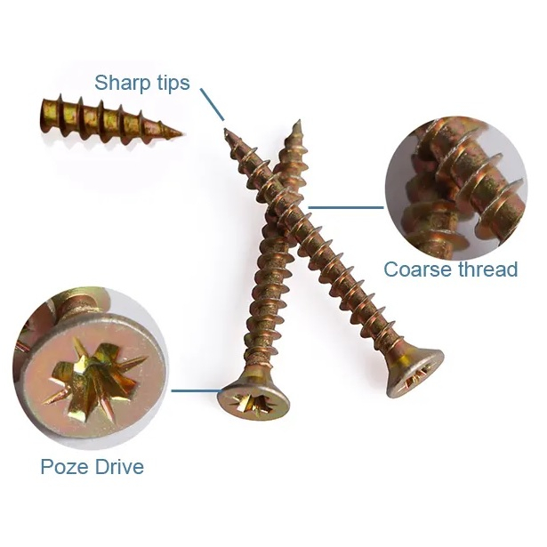 VÍT GỖ ĐẦU BẰNG 4 LY ĐỦ SIZE VÀNG/ VÍT REN THƯA 4mm 7 màu/ Vít ren gỗ 4