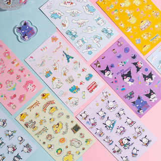 Sticker hình dán nhãn dán trang trí lấp lánh hologram hoạt hình Sanrio Kuromi Melody Cinnamoroll Kitty Pochacco Pompurin