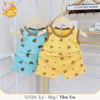 Bộ Ba Lỗ TUTI37 Chính Hãng Bé Trai Bé Gái Tăm Tre Cute cho trẻ từ 0-3 Tuổi. Dưới 20kg
