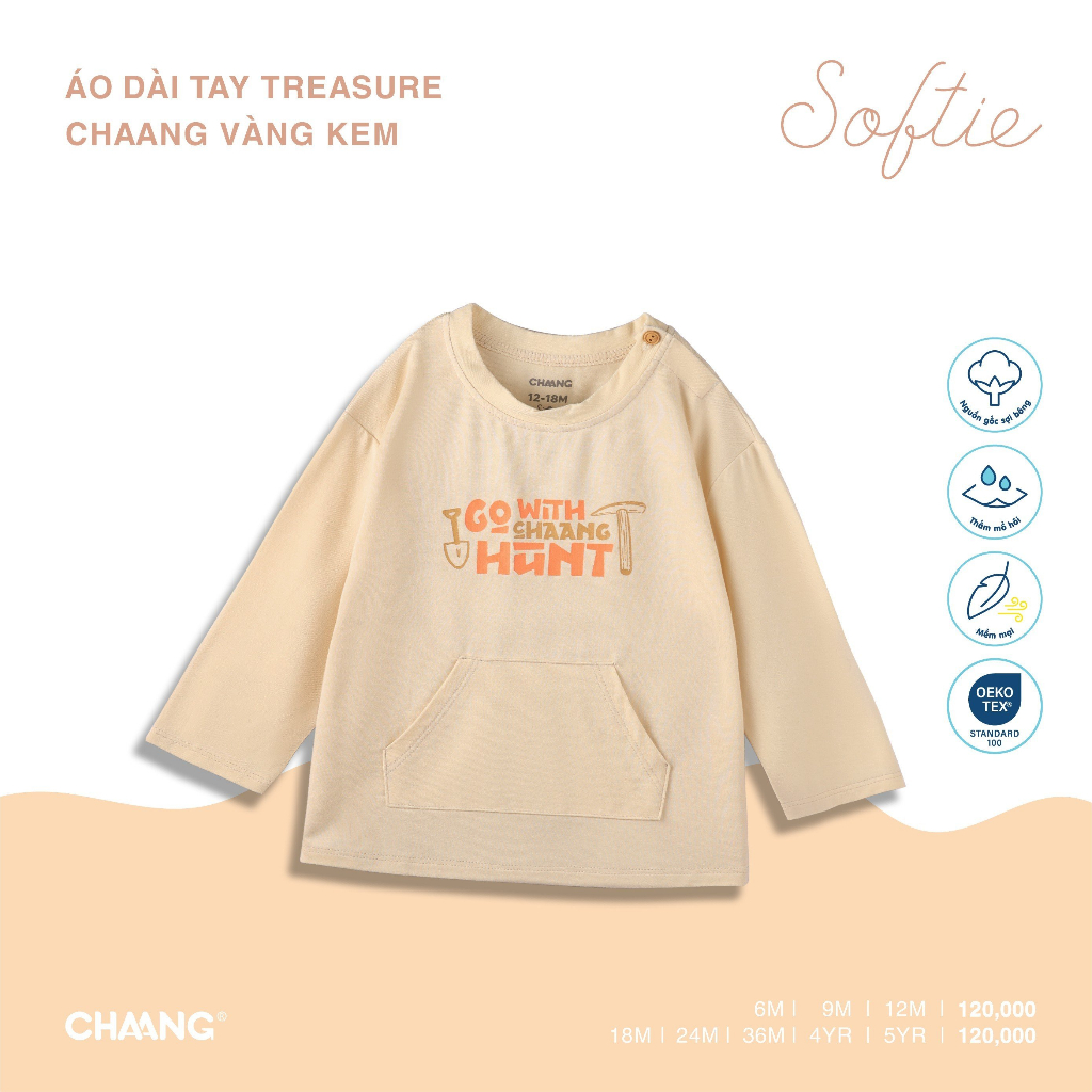 Áo Dài Tay Treasure Túi Trước Cho Bé CHAANG AW23D9