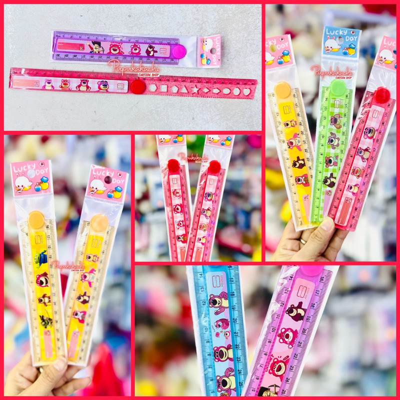 Thước Nhựa Gấp Gọn Gấu Dâu LOTSO Kích Thước 30cm