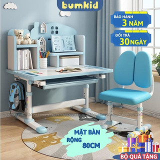 Bộ bàn ghế học sinh BumKid A20, bàn học cho bé chống gù chống cận có tay quay nâng hạ, bàn học trẻ em thông minh