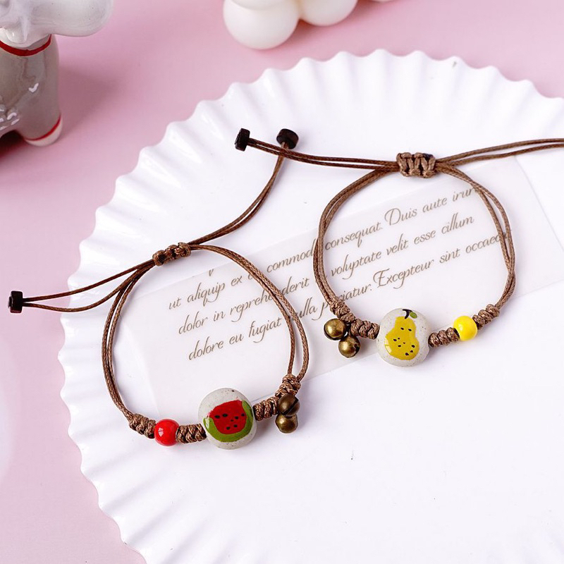 Vòng tay hạt gốm thời trang dễ thương họa tiết quả lê