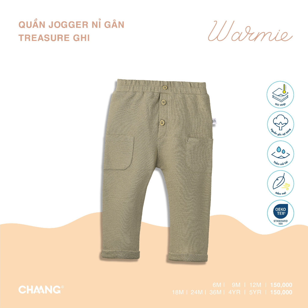 Quần Jogger Nỉ Gân Túi Trước Treasure Bé Trai CHAANG AW23D9