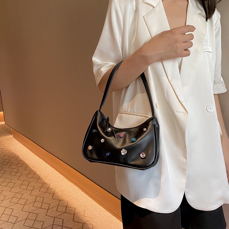 Túi xách nữ đeo chéo thời trang kẹp nách da mềm đính đá thời trang sang trọng HOKOBI - TDC053