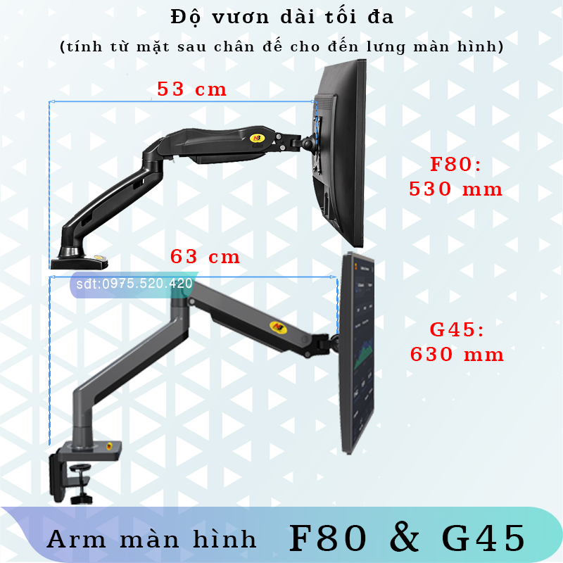 G45 F80 Giá Treo Màn hình máy tính/ Tay treo màn hình/ Xoay 360 độ [Màn Hình 22" - 40"] - Bản nâng cấp của F80