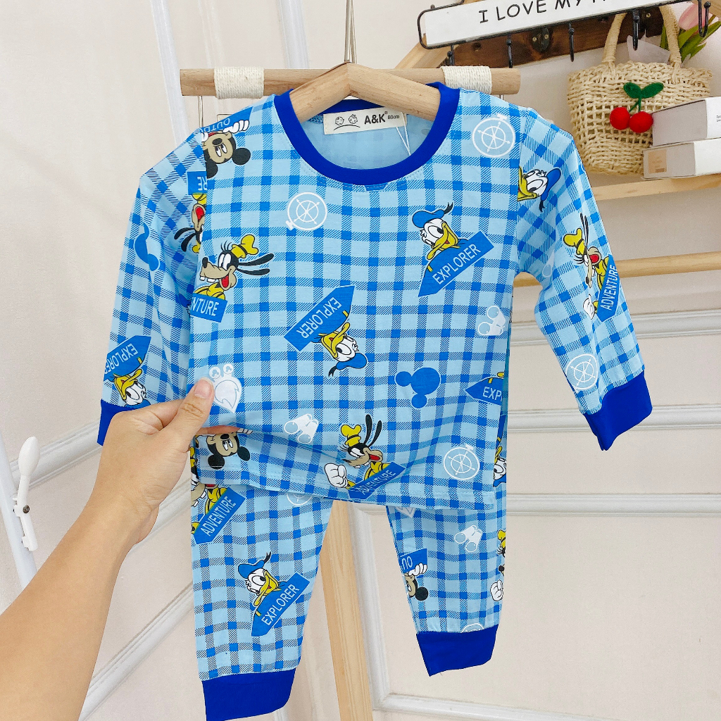 Bộ Ba Lỗ Minkey Baby Chất Thun Lạnh In Họa Tiết Hoạt Hình Dể Thương Cho Bé Trai -Bé Gái
