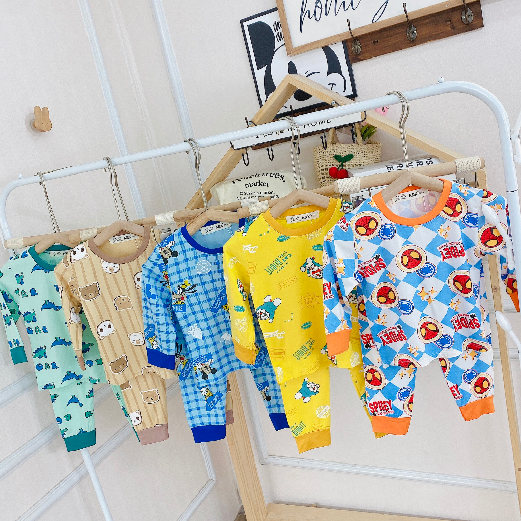 Bộ Ba Lỗ Minkey Baby Chất Thun Lạnh In Họa Tiết Hoạt Hình Dể Thương Cho Bé Trai -Bé Gái