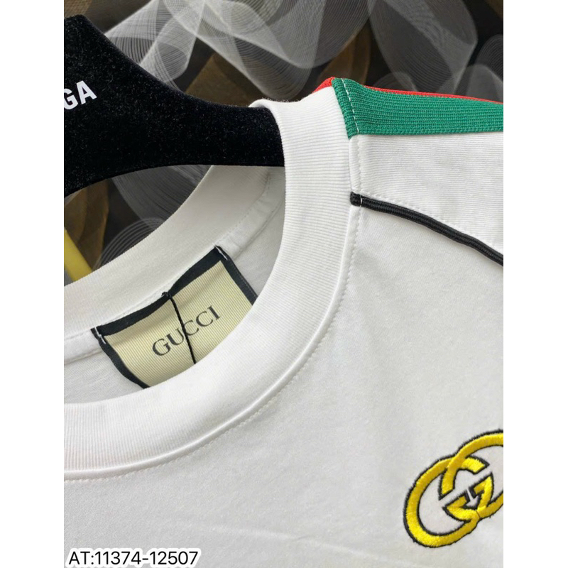 Áo Thun Gucci logo thêu phối vai dệt siêu đẹp new 2023