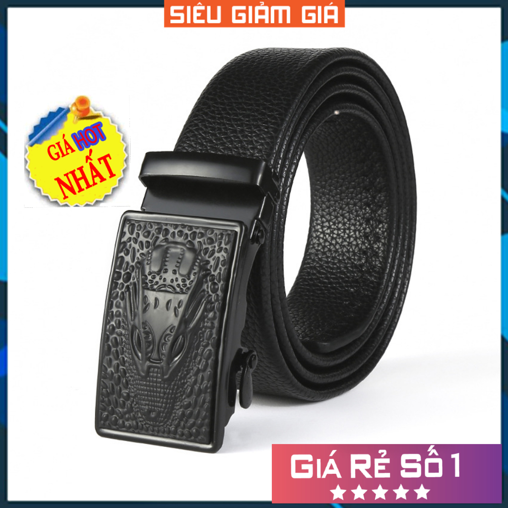 ⚡️ Giá Sốc ⚡️ Thắt Lưng Da Nam Khóa Tự Động Cao Cấp Dây Nịt Nam Mặt Cá Sấu Thời Trang Phong Cách Hàn Quốc - v77men